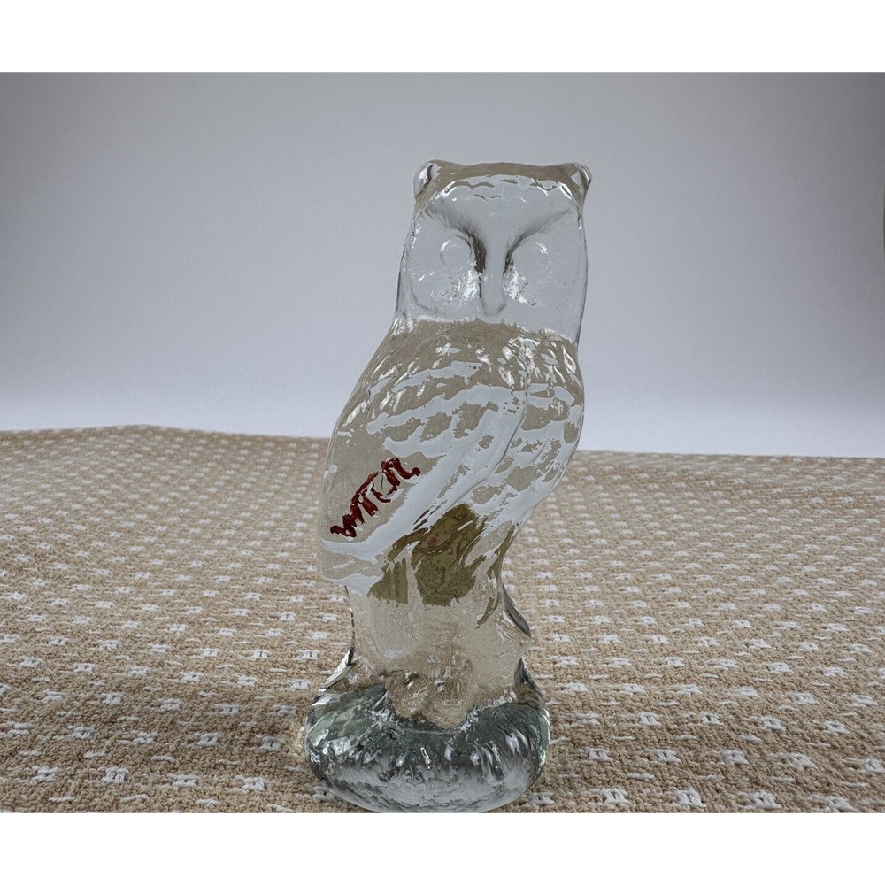 VTG Kitchen Chemistry Clear Pilgrim Glass Owl Figurine Hand Blown Mid Century